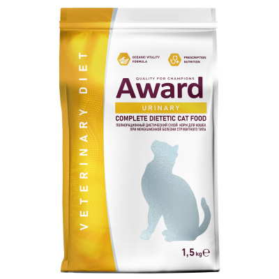 Сухой ветеринарный корм для кошек при МКБ струвитного типа 1,5 кг Award Veterinary Diet URINARY 