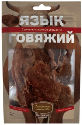 Деревенские лакомства для собак Язык говяжий 50г