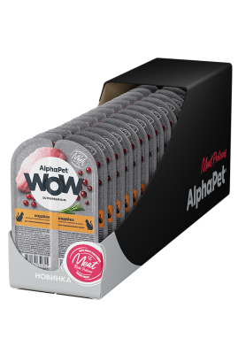 Влажный корм Альфа Пет WOW для стерилизованных кошек нежные ломтики в соусе Индейка 15*80г