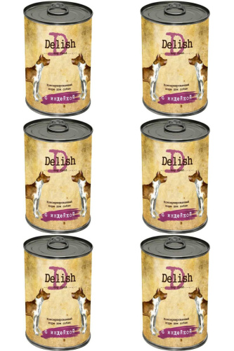 Влажный корм Delish для собак индейка 400 гр