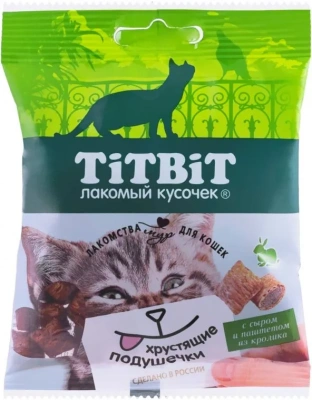 Лакомство  Титбит для кошек Хрустящие подушечки с паштетом из говядины 30 г