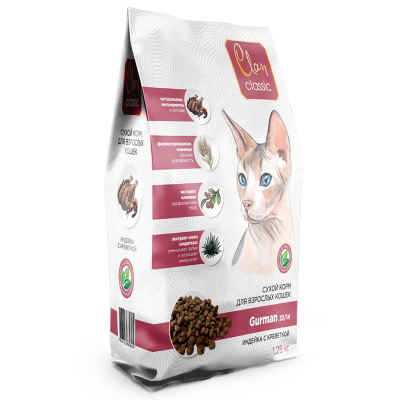 Сухой корм CLAN CLASSIC Gurman, для привередливых кошек, индейка-креветки 1,25кг