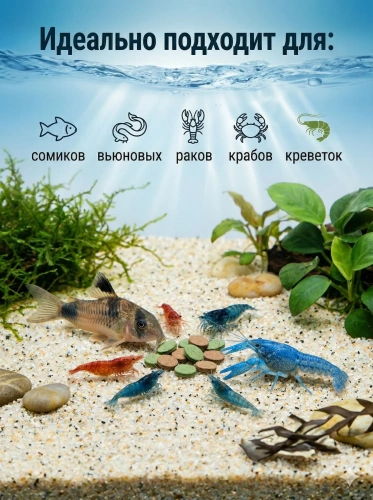 Tetra WaferMix Корм для травоядных, хищных и донных рыб с добавлением креветок, 100 мл