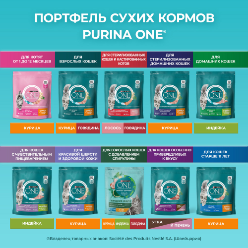 Сухой корм Purina ONE для стерилизованных кошек и котов, с высоким содержанием лосося, 750 г