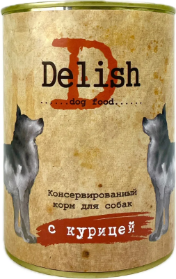 Влажный корм Delish для собак курица 400 гр