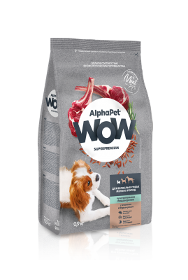 Сухой корм Альфа Пет WOW  для собак мелких пород чувств. пищев. с Ягненком и бурым рисом 900г