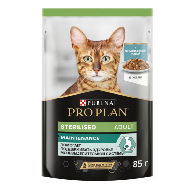 Purina PRO PLAN Sterilised Консервированный корм для стерилизованных кошек, океаническая рыба в желе, 85 г