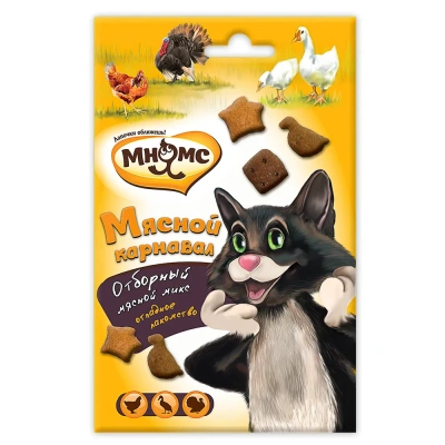 Лакомство для кошек Мнямс Мясной карнавал Утка, Индейка, Курица 50г