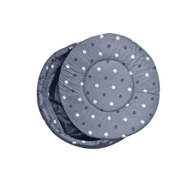 Лежанка Моськи-Авоськи, круглая стёганая с подушкой, 57*57*20, серая