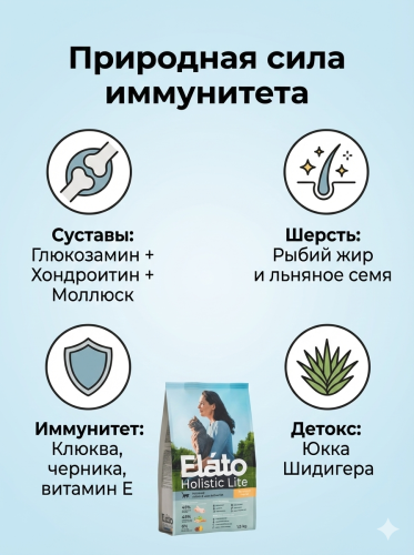 Сухой корм Elato Holistic Lite для стерилизованных кошек, ягненок с индейкой, 1,5 кг