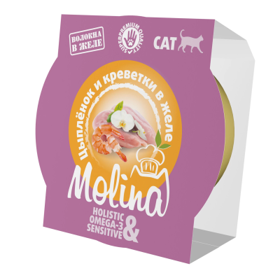 Влажный корм для кошек, Цыпленок и креветки в желе, 12х75г