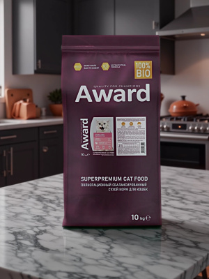 Сухой корм AWARD Sterilized для стерил. кошек с индейкой и курицей, клюквой и цикорием, 10кг