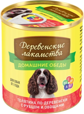 Влажный корм Деревенсие лакомства домаш.обеды для собак телятина по-деревенски с рубец/овощи 240 г