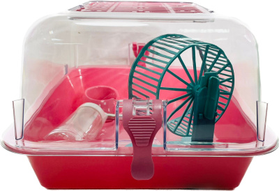 Клетка-террариум Зооэкспресс, для грызунов с пласт. дверкой и комплектацией 33х24х15, малый, розовый