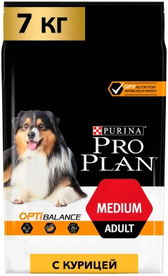 Сухой корм Pro Plan для взрослых собак средних пород, с высоким содержанием курицы 7 кг