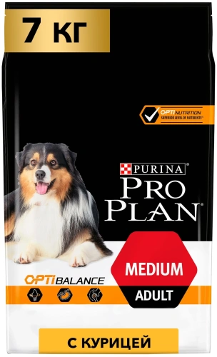Сухой корм Pro Plan для взрослых собак средних пород, с высоким содержанием курицы 7 кг