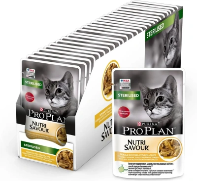 Purina Pro Plan Sterilised Консервированный корм для стерилизованных кошек, курица в соусе, 85 г