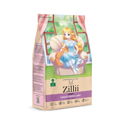 Сухой корм Zillii Indoor Adult Cat для домашних кошек с индейкой и ягненком - 2кг