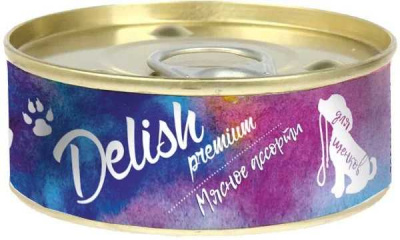 Влажный корм Delish premium  для щенков мясное ассорти 100 гр