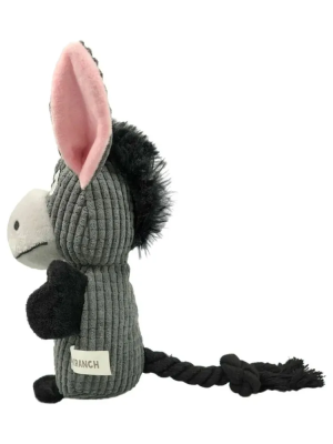 Игрушка Mr.Kranch для собак "Ослик",  плюшевая с канатиками пищалкой и карманом под лакомство 21см