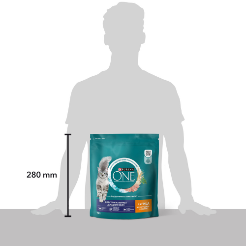 Сухой корм Purina ONE для стерилизованных кошек и котов живущих в домашних условиях с курицей, 750 г