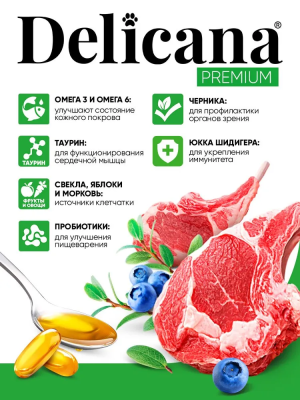 Сухой корм DELICANA для кошек с ягненком 0,4 кг 